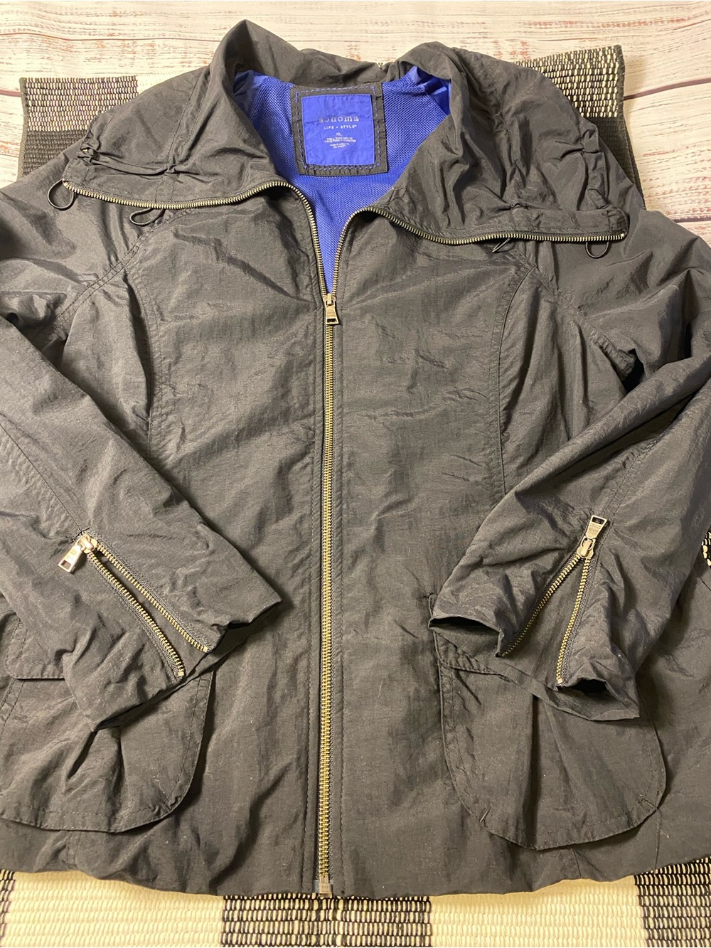 Sonoma Black Utility Hooded Zip Jacket Sz-XL - Picture 6 of 8
